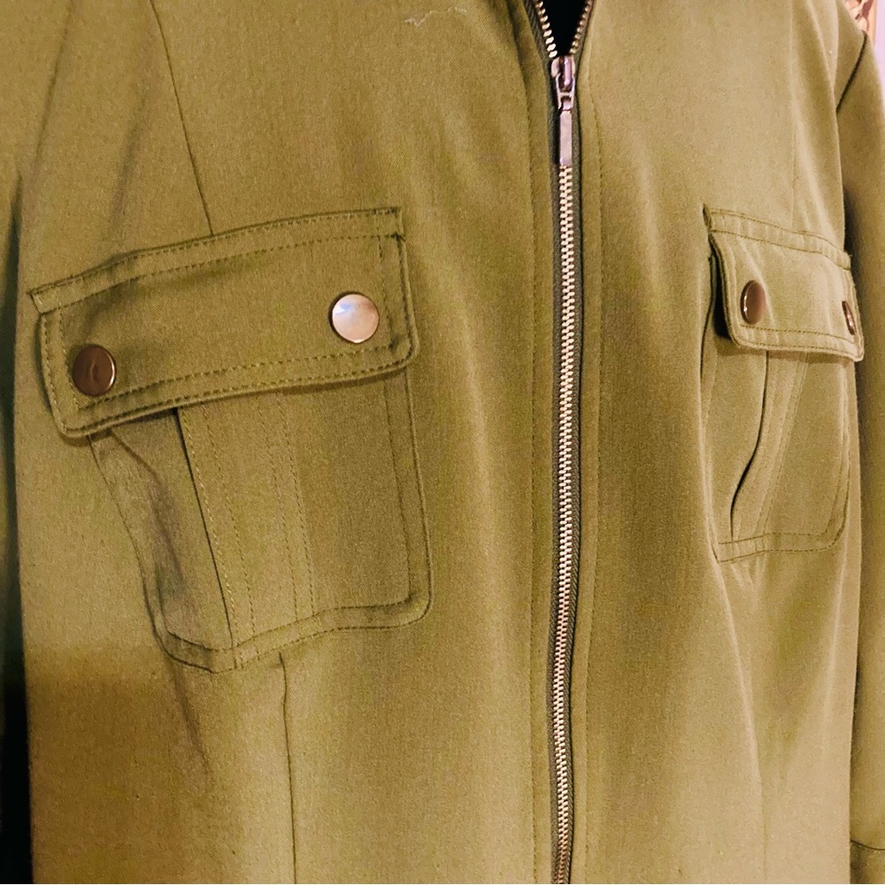 Sharagano Olive Green SHIRTDRESS - Picture 2 of 8